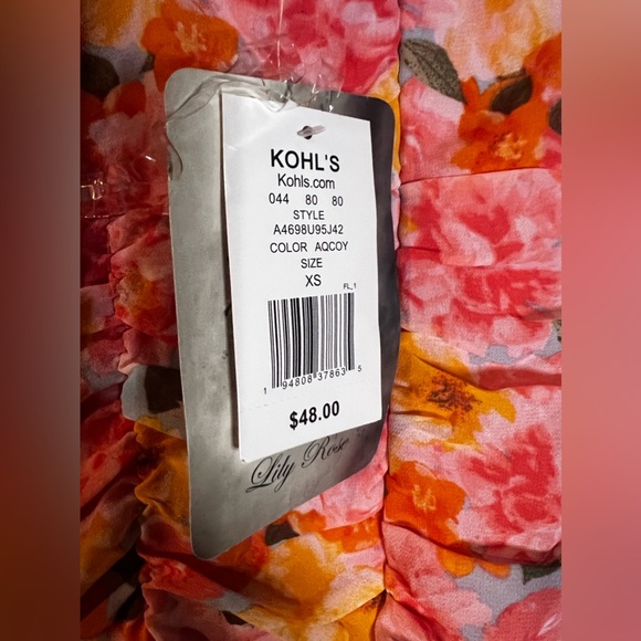 NWT Lily Rose Floral Ruched Tie Strap Mini Dress from Kohls - Picture 7 of 8